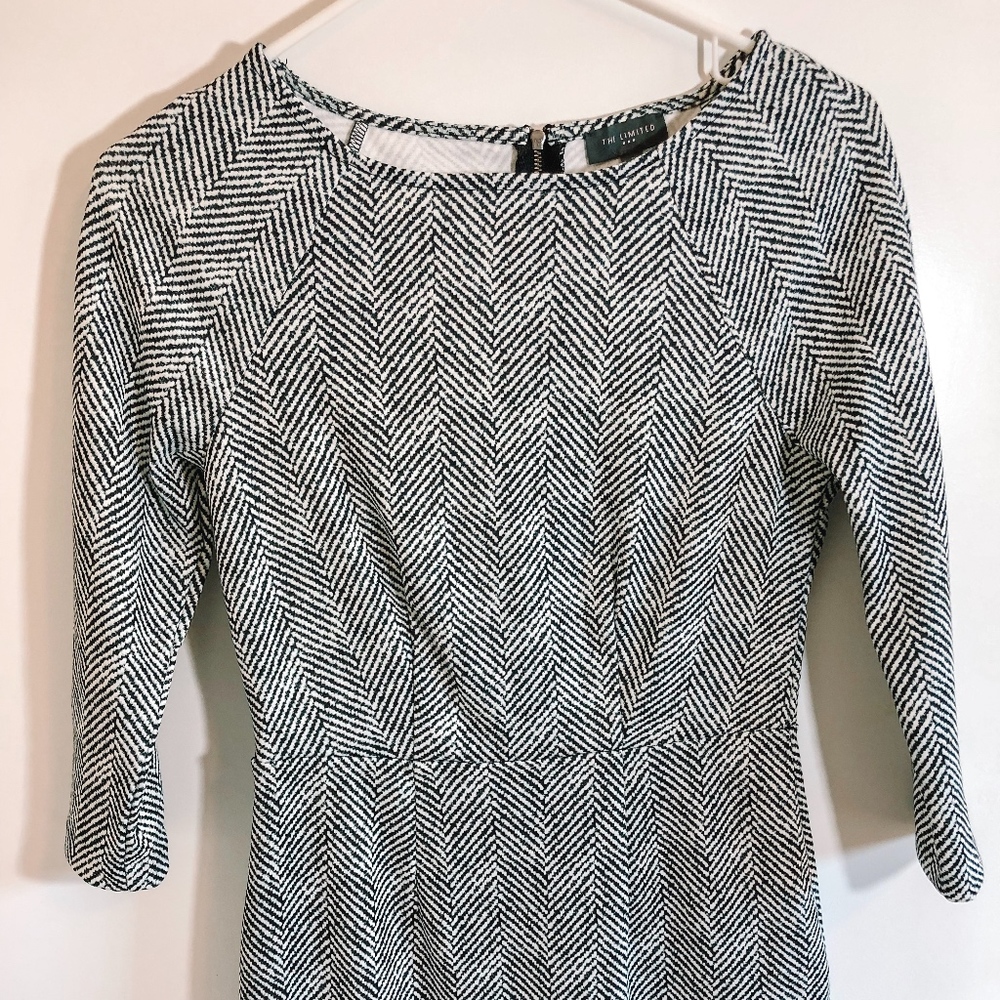 The Limited Black and White 3/4 Sleeve Dress